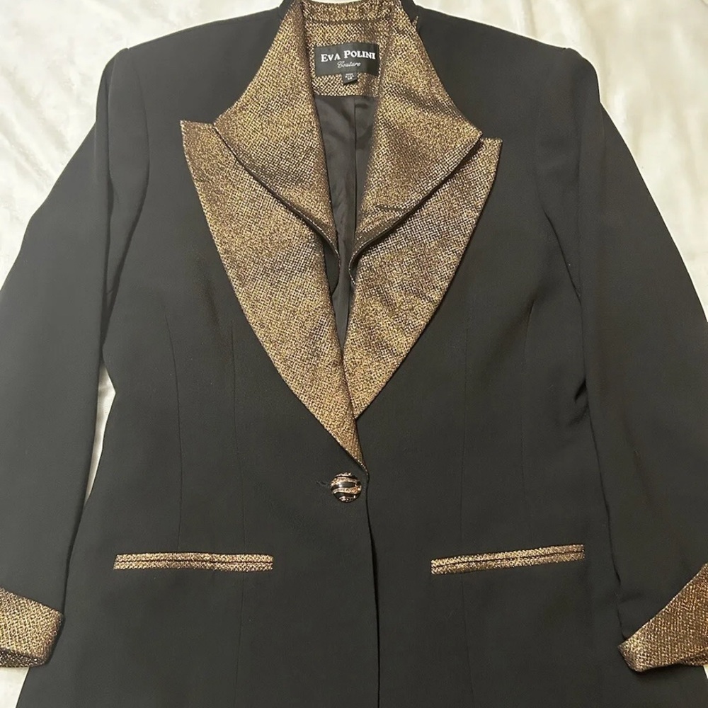 Eva Polini Couture Black & Gold Metallic-blazer
